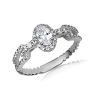 Gold Oval Gemstone Diamond Studded Chain Link Ring 6.4mm (Available in Yellow/Rose/White Gold)