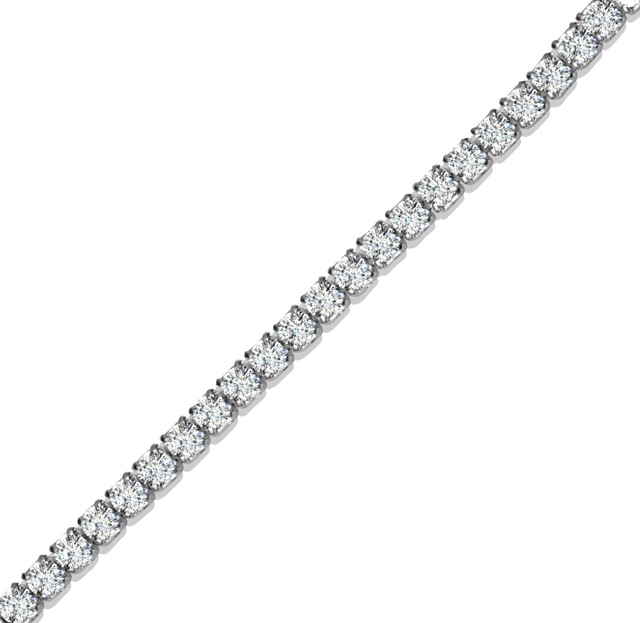 .925 Sterling Silver Adjustable CZ Studded Half Tennis Beaded Lariat Bracelet