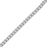 .925 Sterling Silver Adjustable CZ Studded Half Tennis Beaded Lariat Bracelet