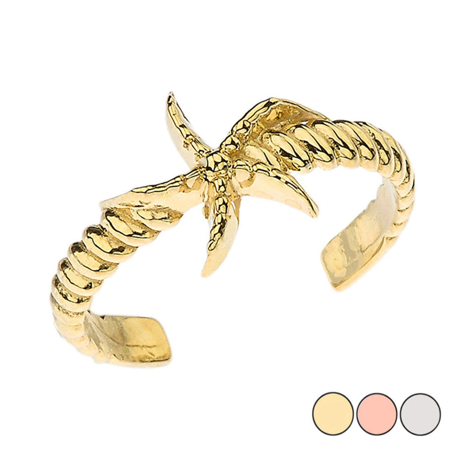 Gold Starfish Rope Toe Ring (Available in Yellow/Rose/White Gold)