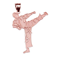 Karate Martial Arts Gold Pendant Necklace (Available in Yellow/Rose/White Gold)