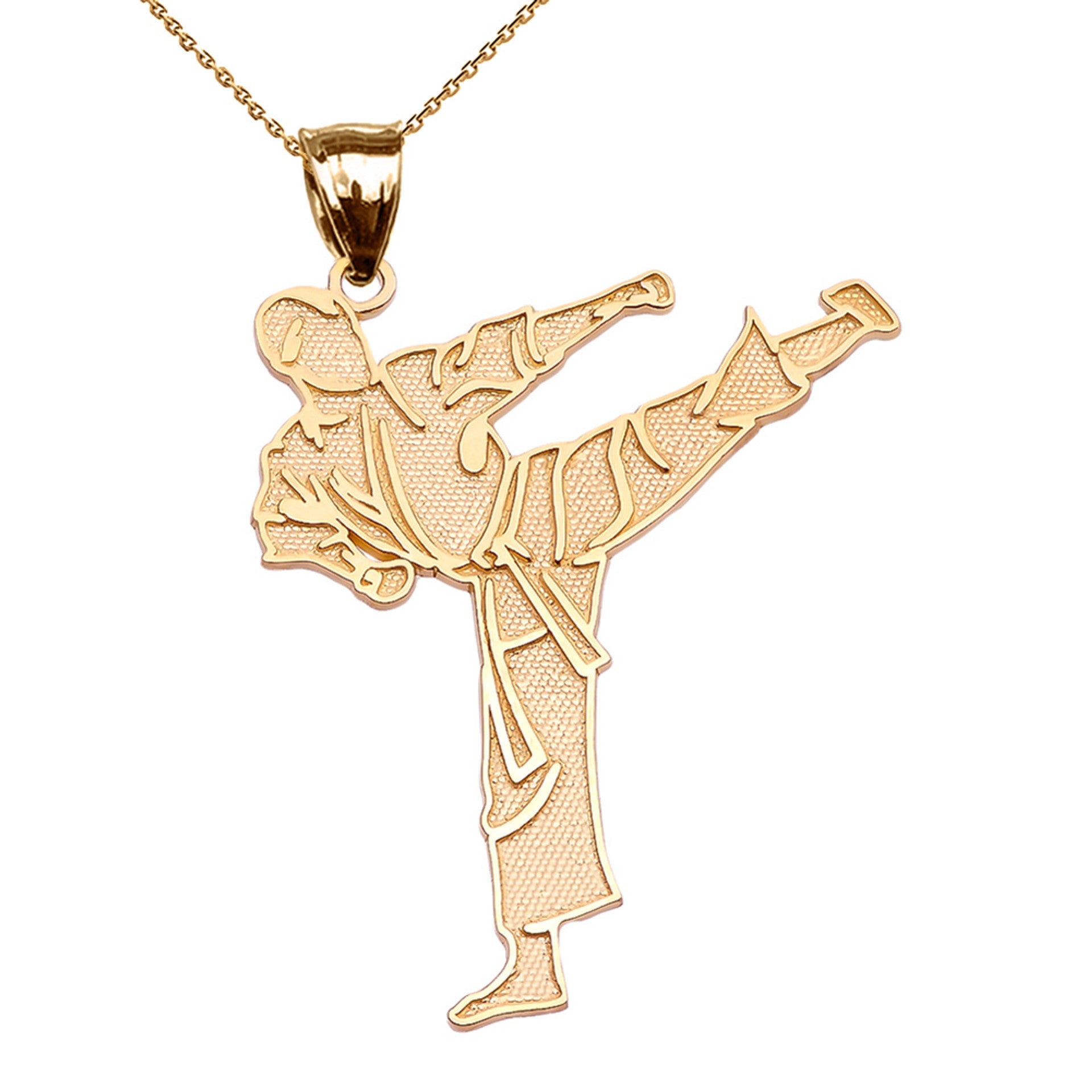 Karate Martial Arts Gold Pendant Necklace (Available in Yellow/Rose/White Gold)
