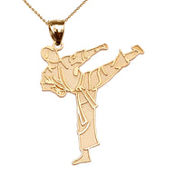 Karate Martial Arts Gold Pendant Necklace (Available in Yellow/Rose/White Gold)