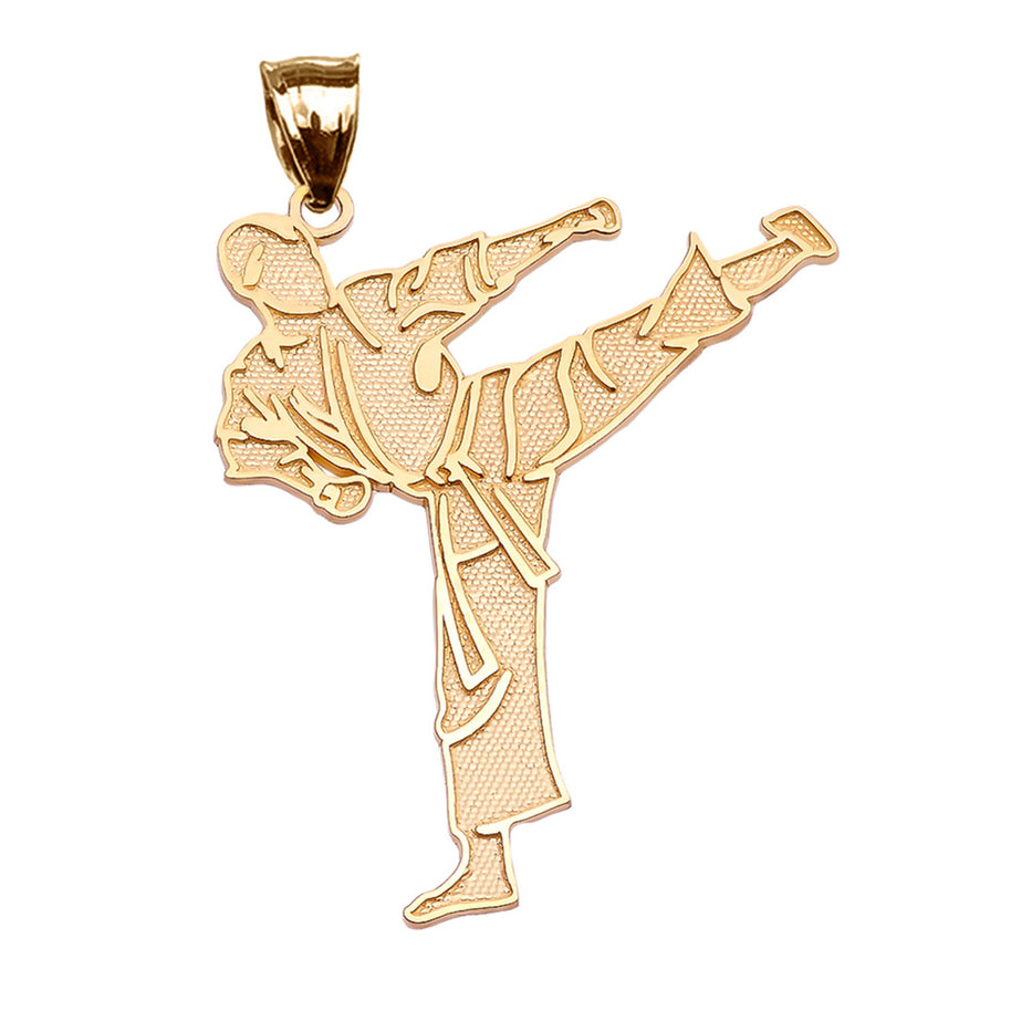 Karate Martial Arts Gold Pendant Necklace (Available in Yellow/Rose/White Gold)