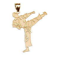 Karate Martial Arts Gold Pendant Necklace (Available in Yellow/Rose/White Gold)