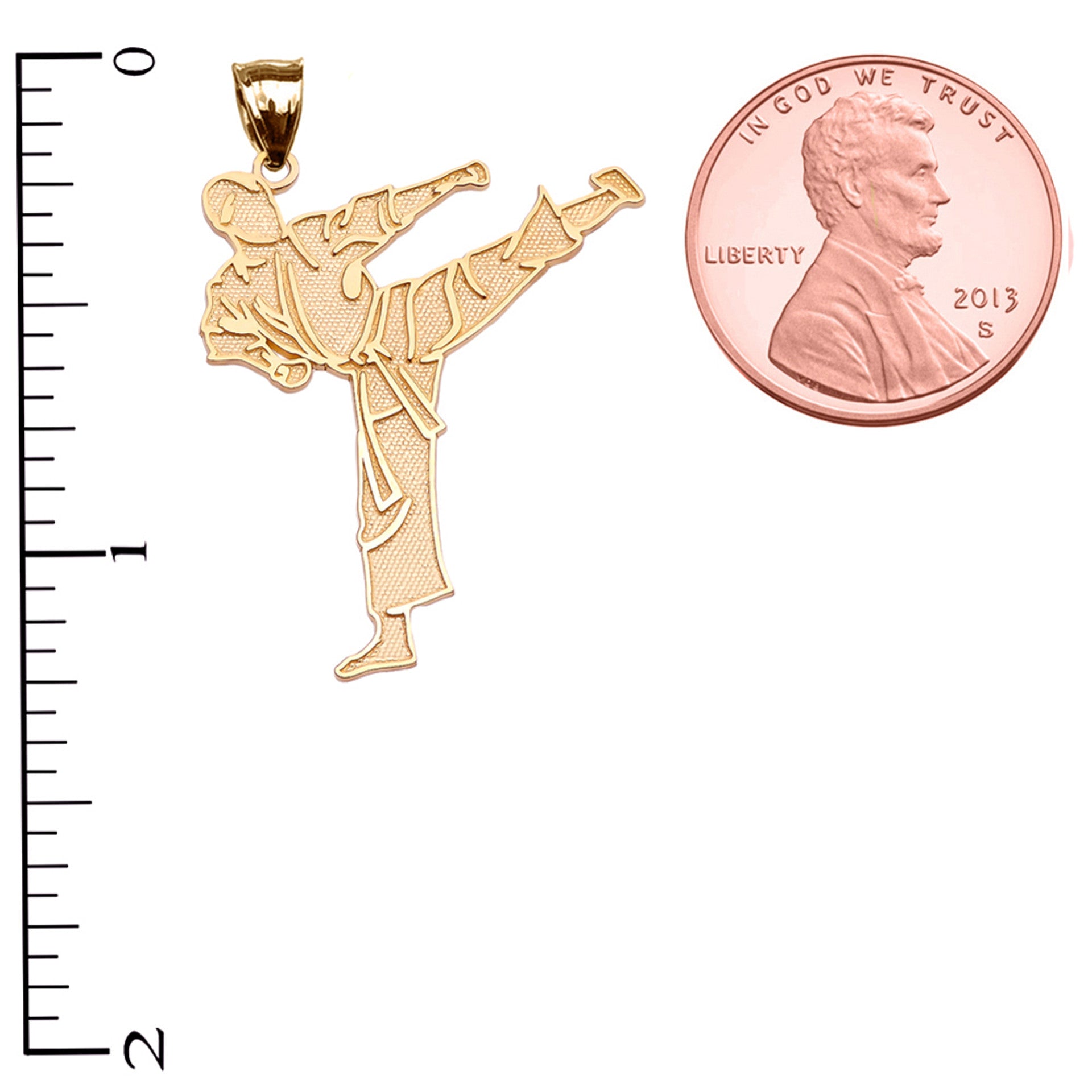 Karate Martial Arts Gold Pendant Necklace (Available in Yellow/Rose/White Gold)