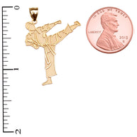 Karate Martial Arts Gold Pendant Necklace (Available in Yellow/Rose/White Gold)