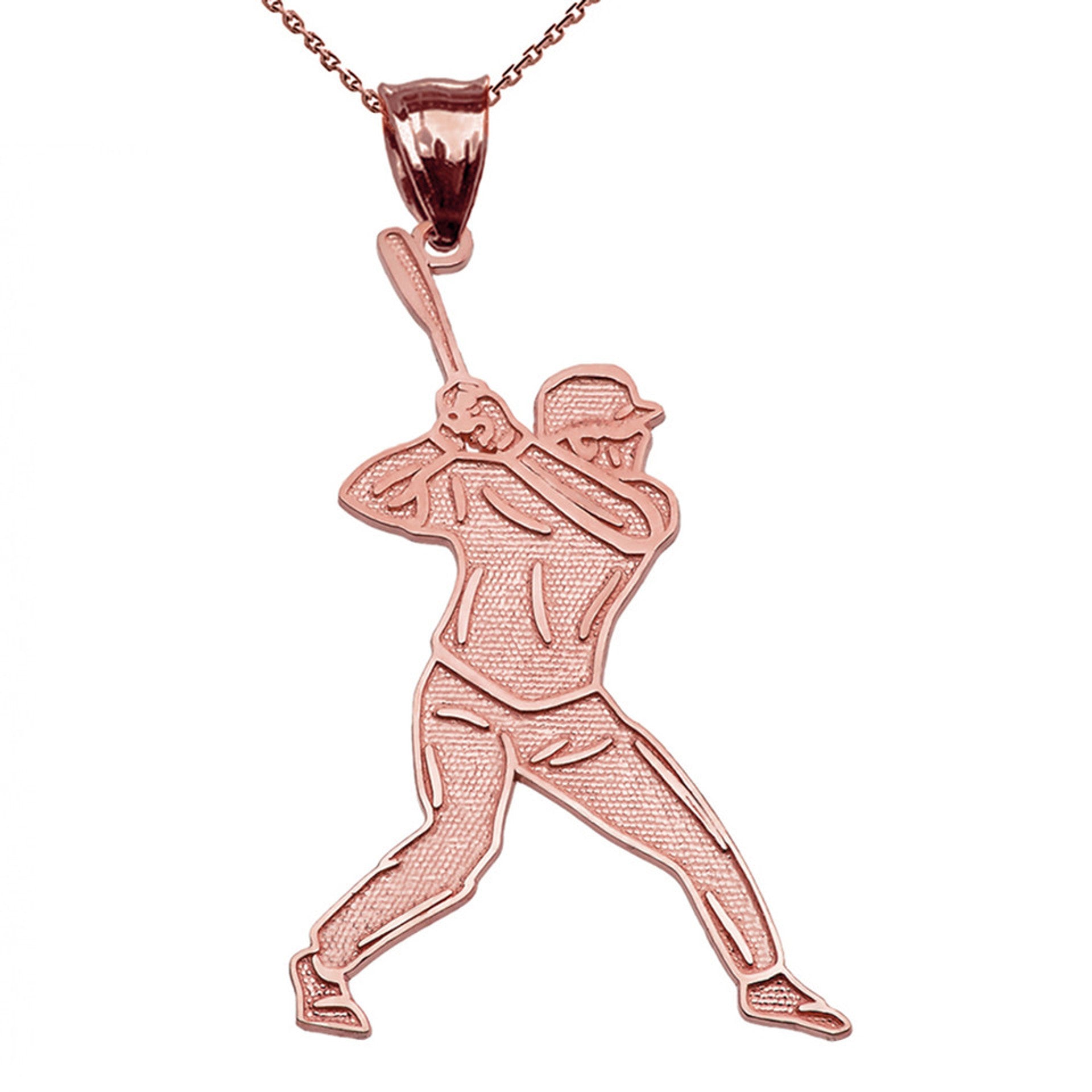 Baseball Player Sports Gold Pendant Necklace (Available in Yellow/Rose/White Gold)