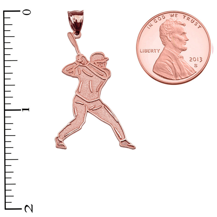 Baseball Player Sports Gold Pendant Necklace (Available in Yellow/Rose/White Gold)