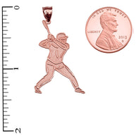 Baseball Player Sports Gold Pendant Necklace (Available in Yellow/Rose/White Gold)