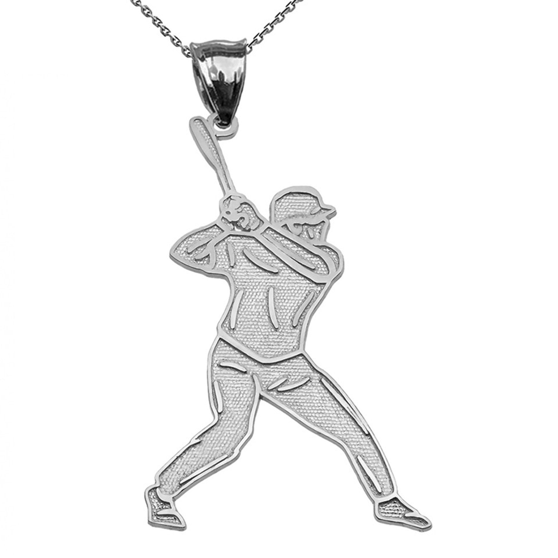 Baseball Player Sports Gold Pendant Necklace (Available in Yellow/Rose/White Gold)