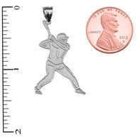 Baseball Player Sports Gold Pendant Necklace (Available in Yellow/Rose/White Gold)