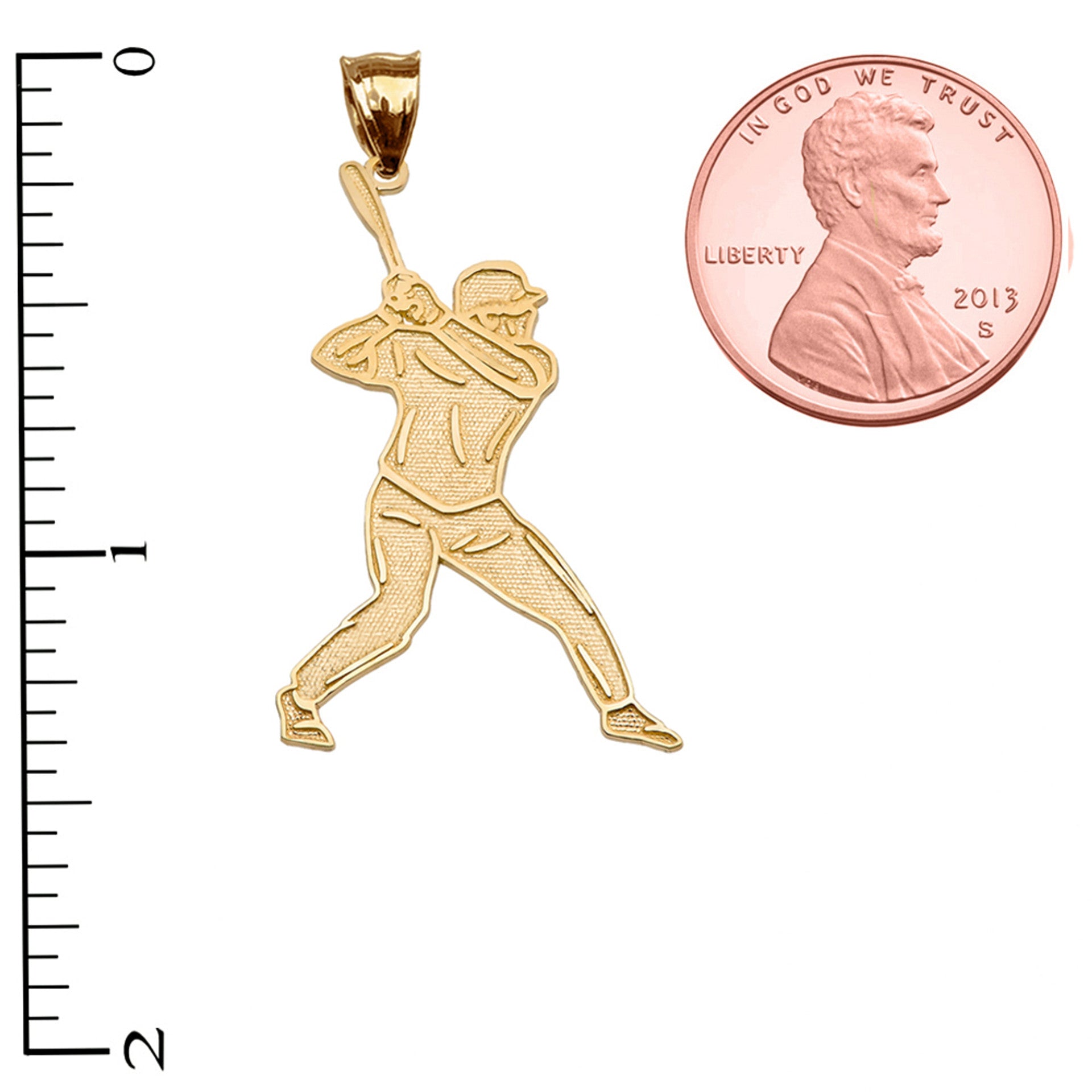 Baseball Player Sports Gold Pendant Necklace (Available in Yellow/Rose/White Gold)