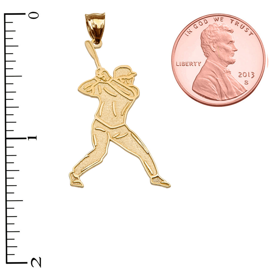 Baseball Player Sports Gold Pendant Necklace (Available in Yellow/Rose/White Gold)