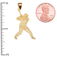 Baseball Player Sports Gold Pendant Necklace (Available in Yellow/Rose/White Gold)