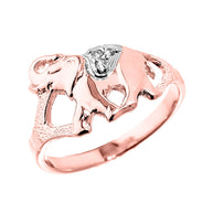 Two-Tone Gold Diamond Lucky Elephant Ring (Available in Two-Tone/Yellow/Rose/White Gold)