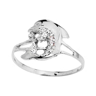 Two-Tone Gold Cubic Zirconia Dolphin Ring (Available in Two-Tone/Yellow/Rose/White Gold)
