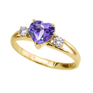 Solid Gold Custom Heart Birthstone Promise Engagement Ring (Available in Yellow/Rose/White Gold)