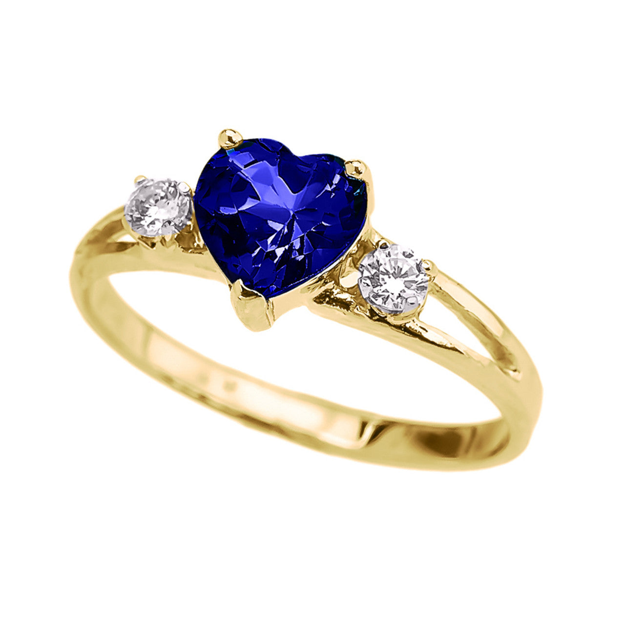 Solid Gold Custom Heart Birthstone Promise Engagement Ring (Available in Yellow/Rose/White Gold)