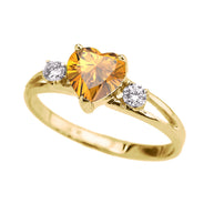 Solid Gold Custom Heart Birthstone Promise Engagement Ring (Available in Yellow/Rose/White Gold)