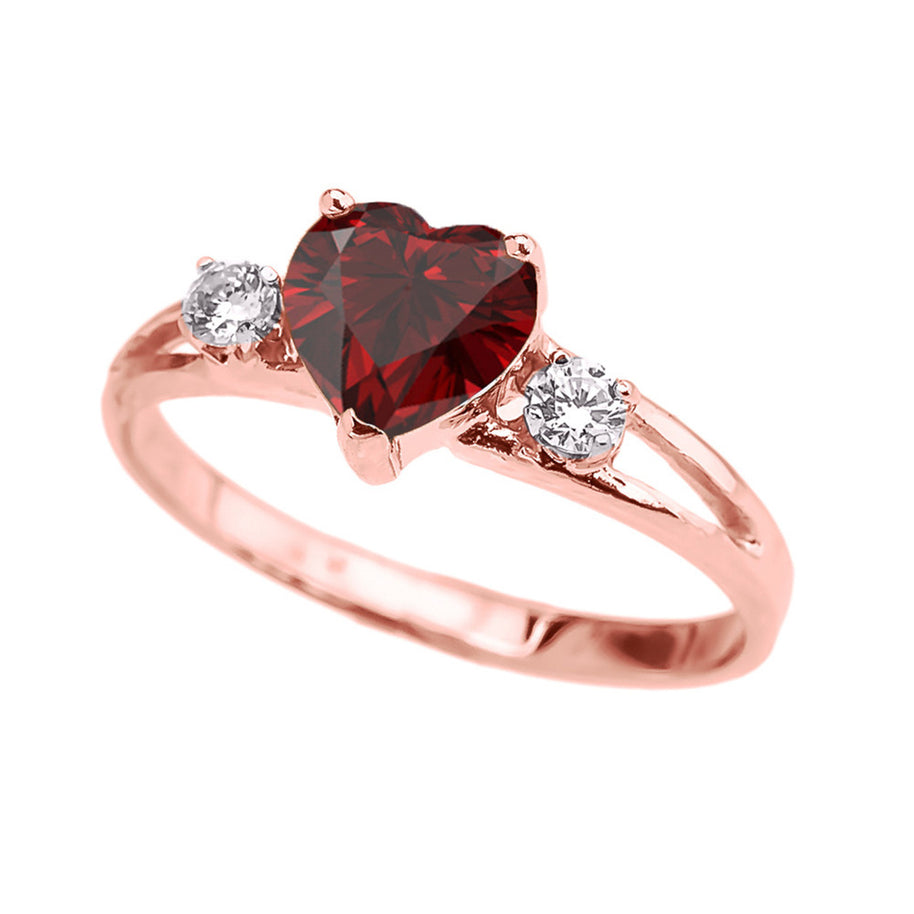 Solid Gold Custom Heart Birthstone Promise Engagement Ring (Available in Yellow/Rose/White Gold)