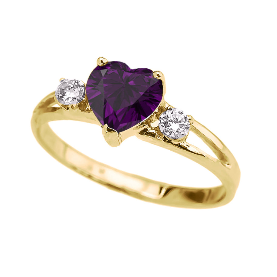 Solid Gold Custom Heart Birthstone Promise Engagement Ring (Available in Yellow/Rose/White Gold)