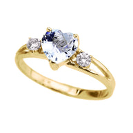 Solid Gold Custom Heart Birthstone Promise Engagement Ring (Available in Yellow/Rose/White Gold)