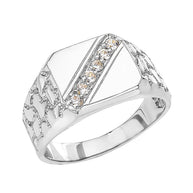 Gold Diamond Signet Men's Nugget Ring (Available in Yellow/Rose/White Gold)