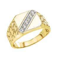 Gold Diamond Signet Men's Nugget Ring (Available in Yellow/Rose/White Gold)