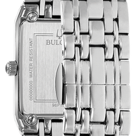 96P202 Bulova Quadra Diamond Black Dial Silver-Tone Ladies Watch