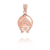 Gold Diamond Lucky Horseshoe Pendant Necklace (Available in Yellow/Rose/White Gold)