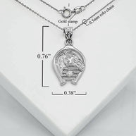 Silver CZ Lucky Horseshoe Pendant Necklace