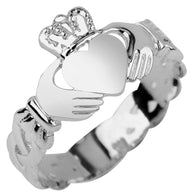 Sterling Silver Irish Celtic Claddagh Trinity Band Ring