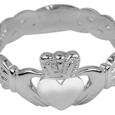 Sterling Silver Irish Celtic Claddagh Trinity Band Ring