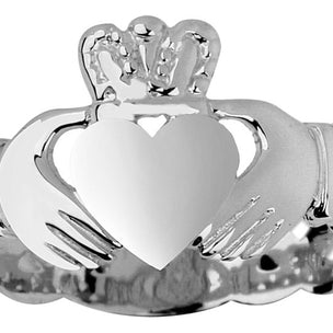Sterling Silver Irish Celtic Claddagh Trinity Band Ring