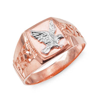 Two-Tone Gold American Bald Eagle Men's Ring (Available in Two-Tone/Yellow/Rose/White Gold)