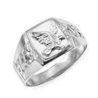 Two-Tone Gold American Bald Eagle Men's Ring (Available in Two-Tone/Yellow/Rose/White Gold)