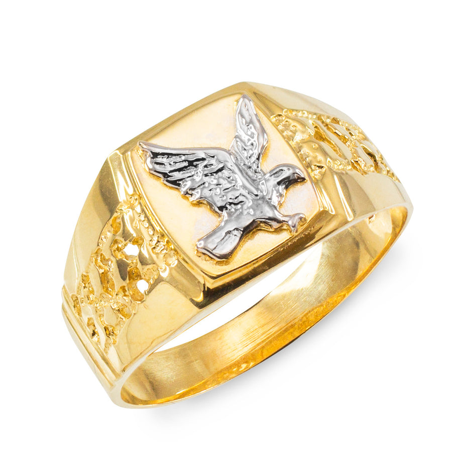 Two-Tone Gold American Bald Eagle Men's Ring (Available in Two-Tone/Yellow/Rose/White Gold)