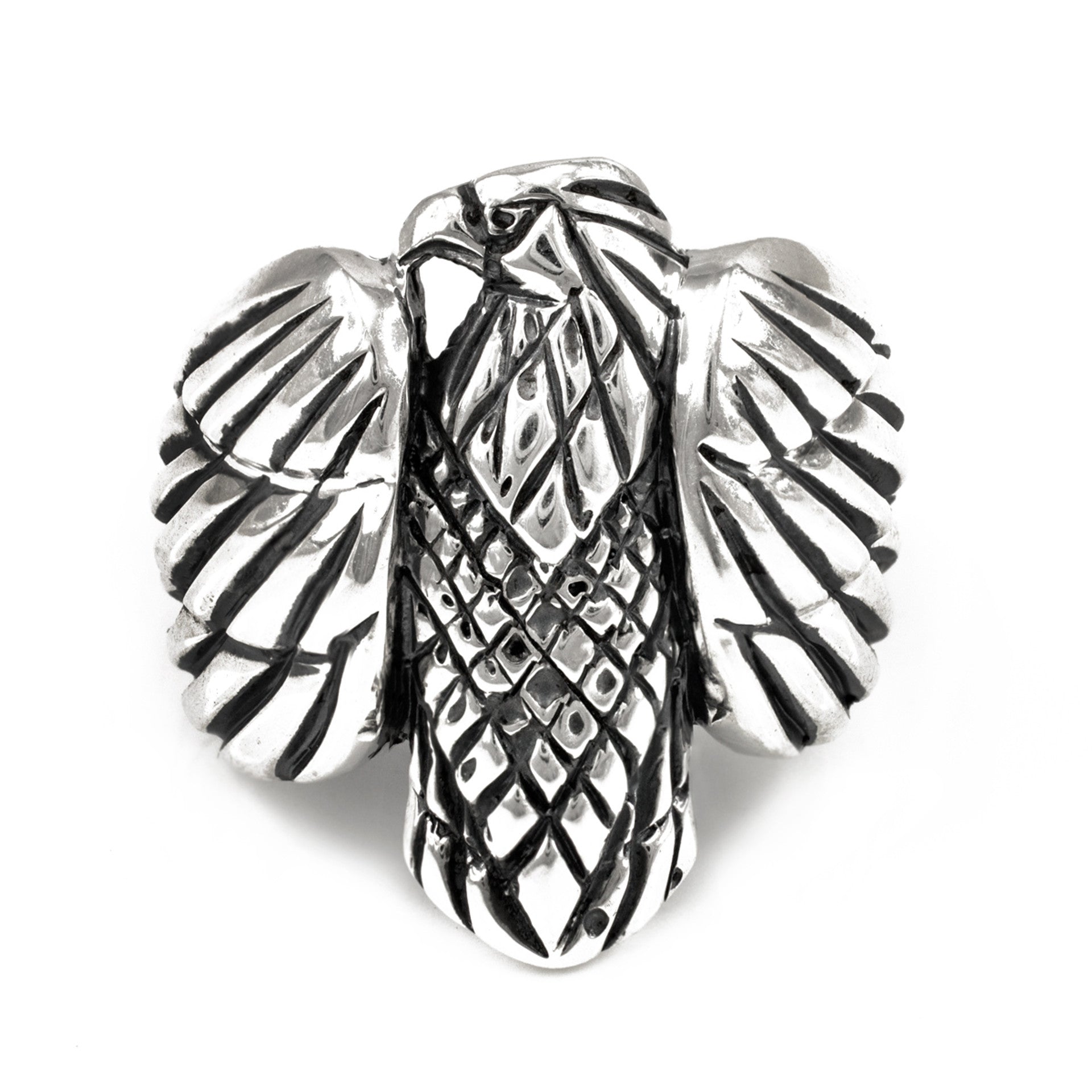 Oxidized Sterling Silver Men's Eagle Ring