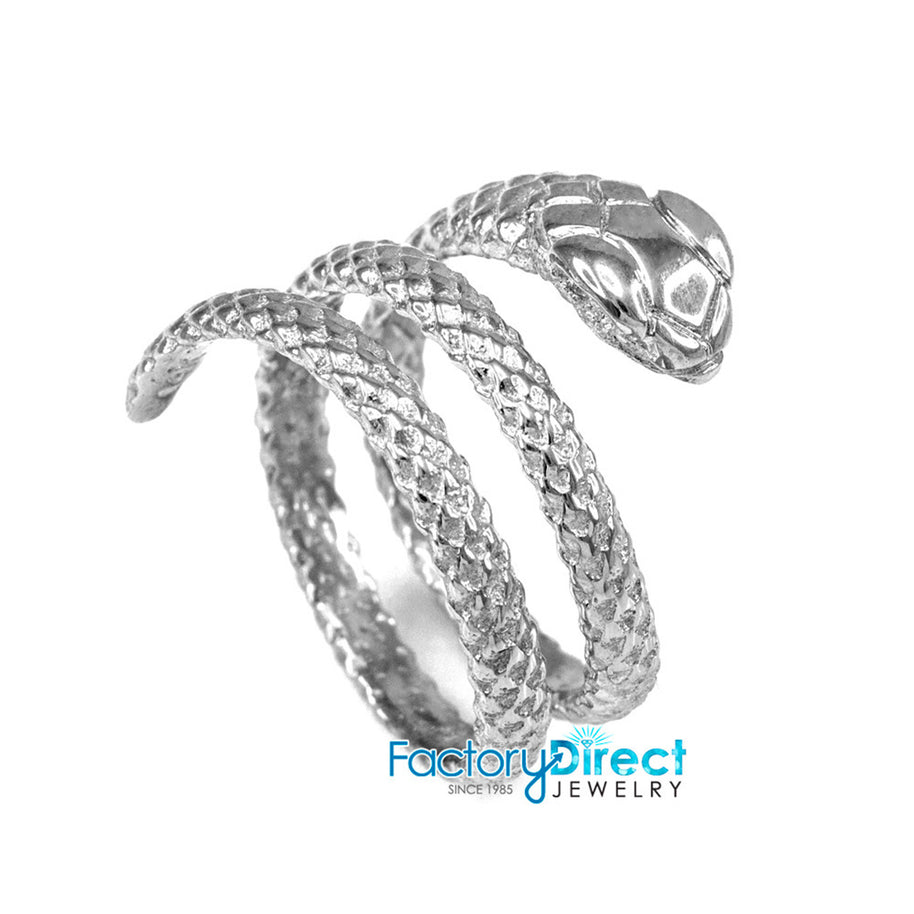 Solid Gold Textured Coiled Serpent Snake Ring(Available in Yellow/Rose/White Gold)
