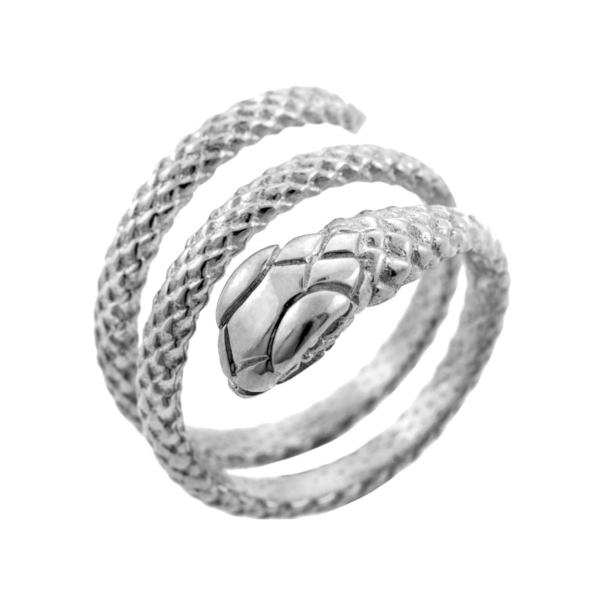 Solid Gold Textured Coiled Serpent Snake Ring(Available in Yellow/Rose/White Gold)