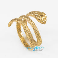 Solid Gold Textured Coiled Serpent Snake Ring(Available in Yellow/Rose/White Gold)