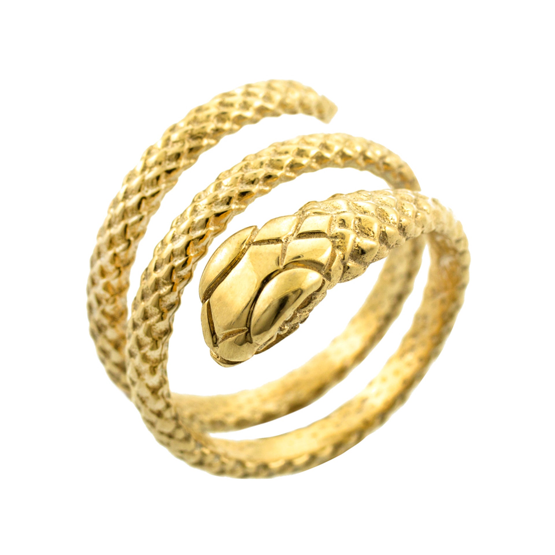 Solid Gold Textured Coiled Serpent Snake Ring(Available in Yellow/Rose/White Gold)