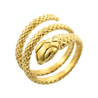 Solid Gold Textured Coiled Serpent Snake Ring(Available in Yellow/Rose/White Gold)