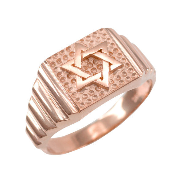 Solid Gold Star of David Jewish Ring (Available in Yellow/Rose/White Gold)