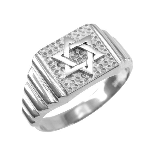 Solid Gold Star of David Jewish Ring (Available in Yellow/Rose/White Gold)