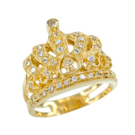 Gold Crown CZ Ring (Available in Yellow/Rose/White Gold)