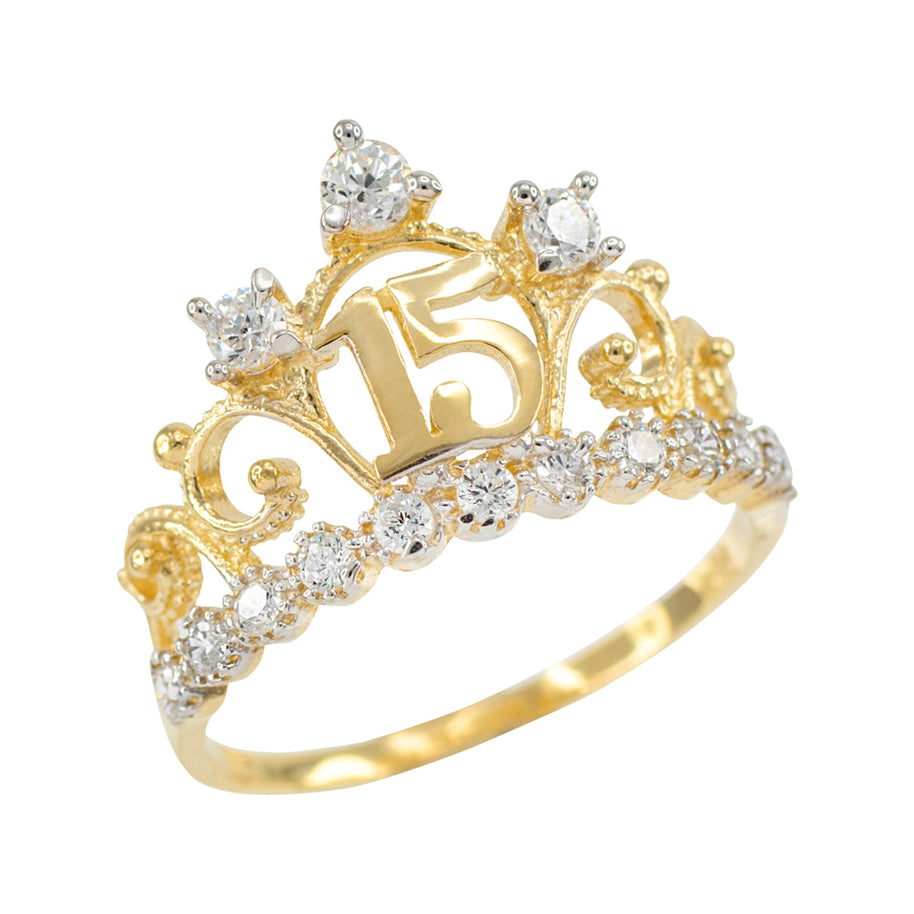 10K/14K Gold 15 Años Quinceañera Crown Ring