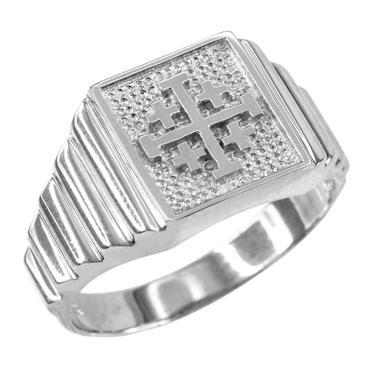 Gold Jerusalem Cross Men's Ring (Available in Yellow/Rose/White Gold)