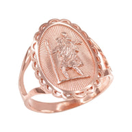 Gold Saint Christopher Oval Women's Ring (Available in Yellow/Rose/White Gold)